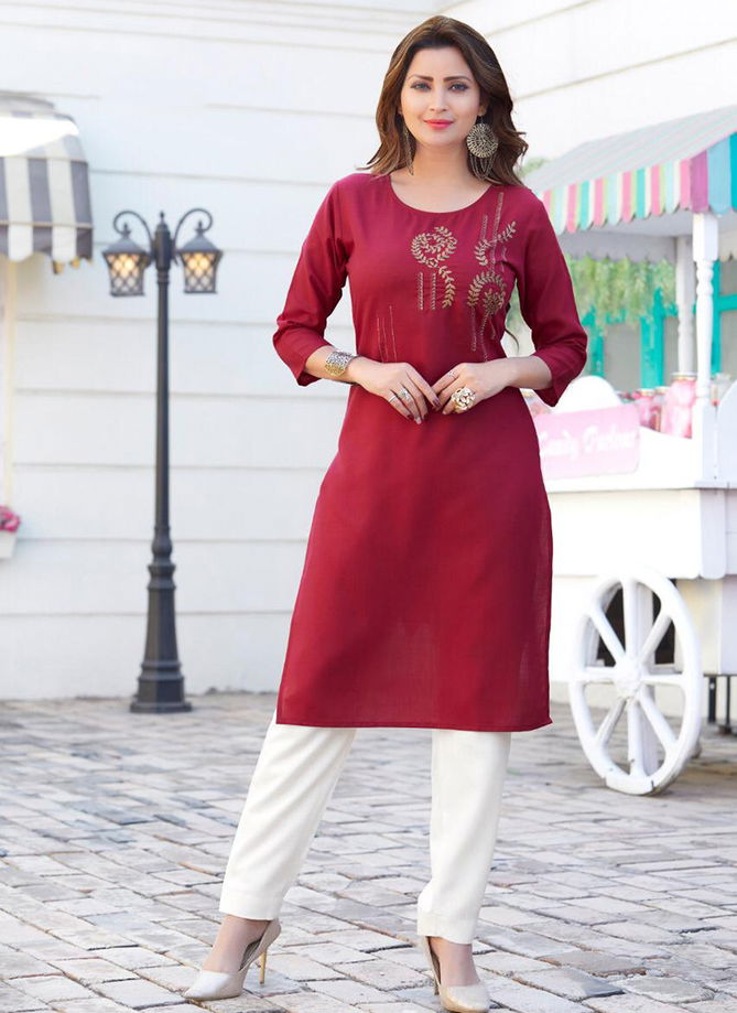 Embroidery Designer Fancy Kurtis Regular Casual Wear Collection 